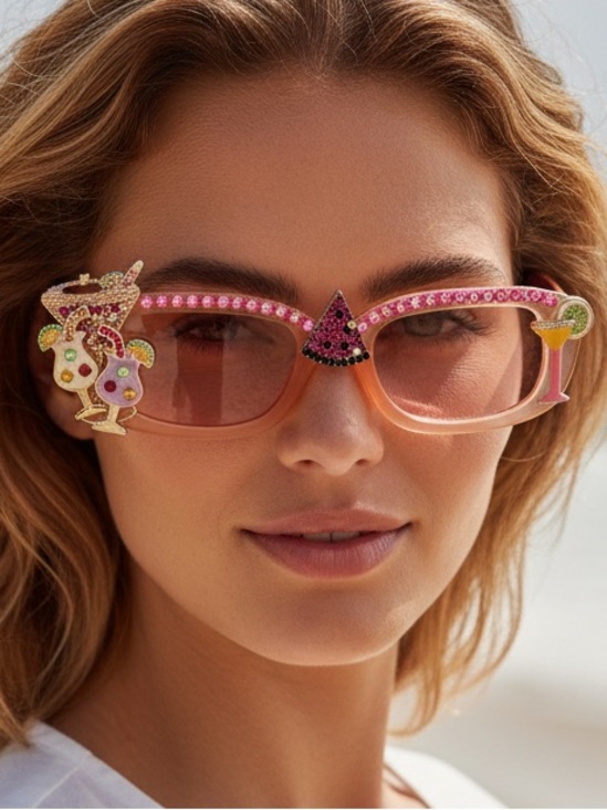 Pink Crystal Embellished Women\'s Sunglasses‎ NWT main image 7